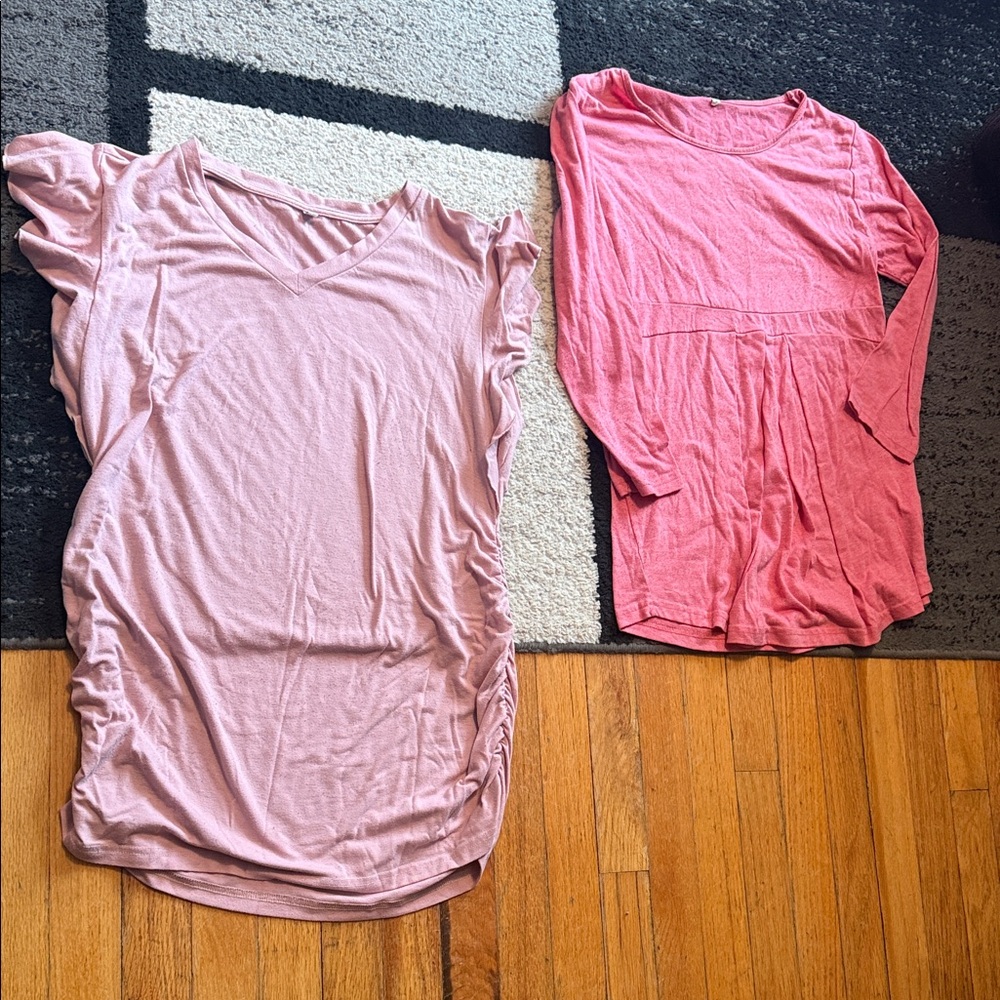Two Pink Maternity Medium Size Tops/ Coral Women's Long sleeve and short sleeve